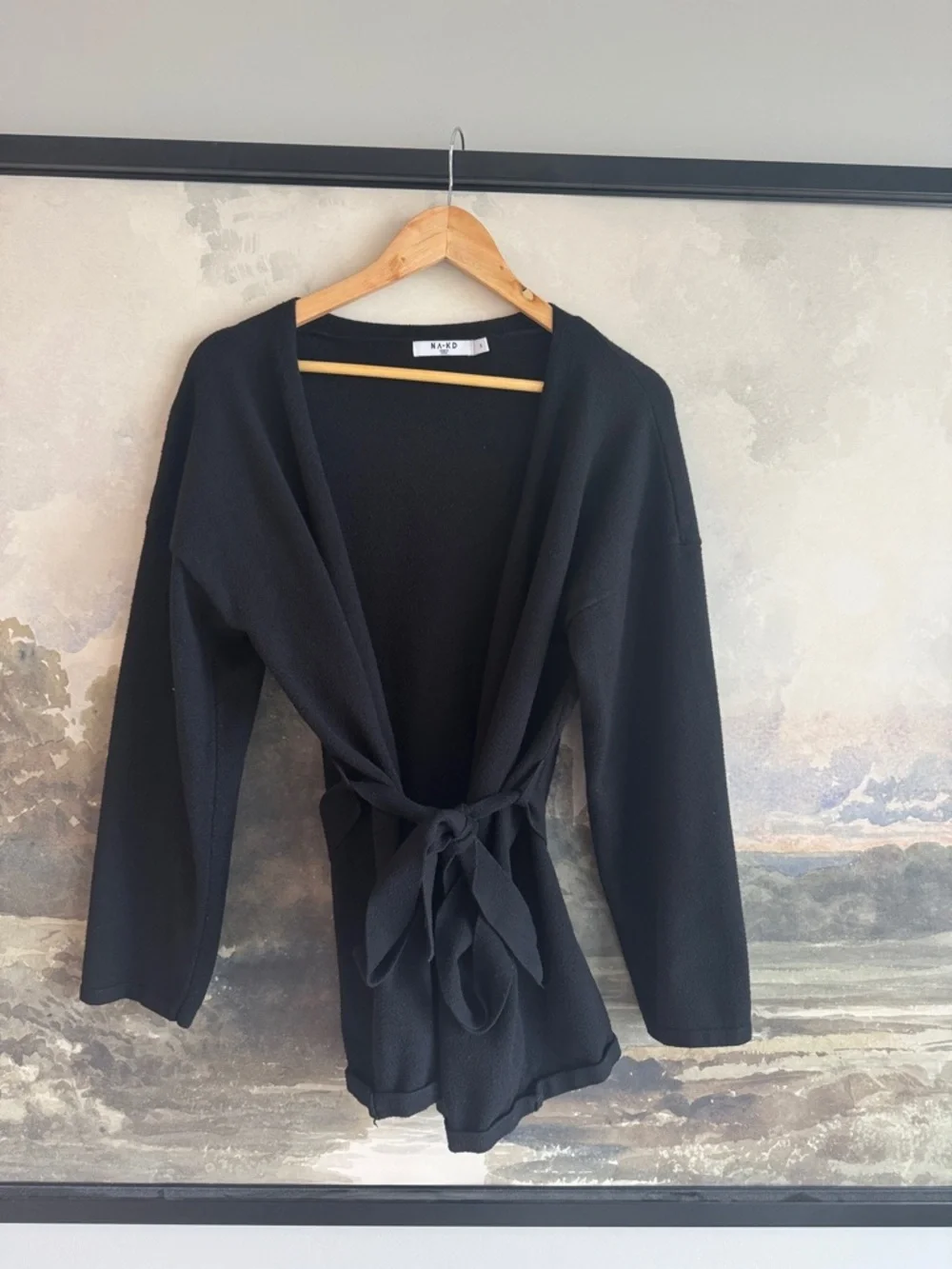 NA-KD Knitted Wrap Cardigan Black - Picture 4 of 5